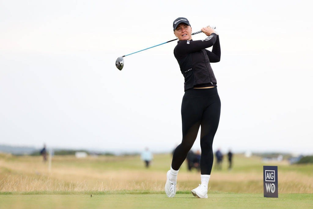 Charley Hull practices ahead of the 2024 AIG Women